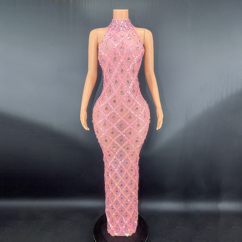Rhinestone Silver Dress Plus Size