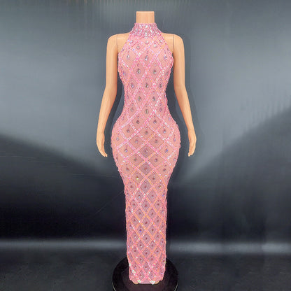 Rhinestone Silver Dress Plus Size
