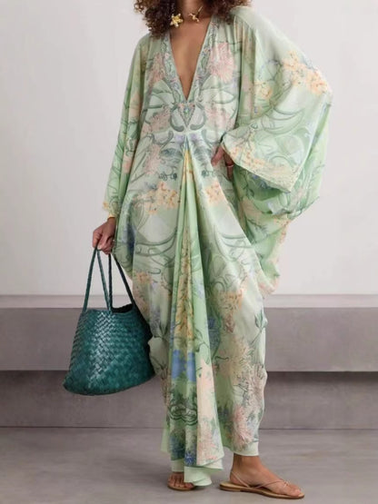 Flowy Printed V-Neck Dress