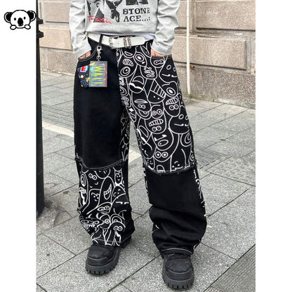 Washed Straight-Length Denim Pants