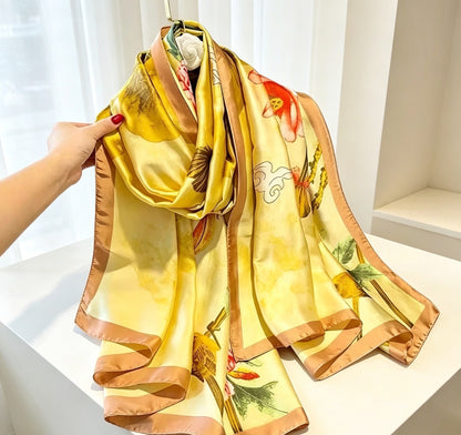 Women's Lijin Satin Scarf Floral Print Shawl