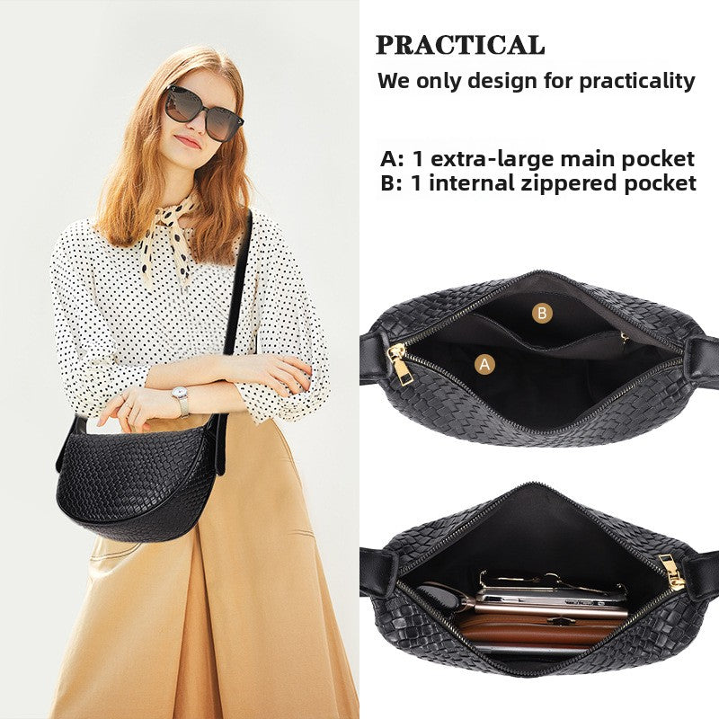 Textured Woven Quilted Shoulder Bag