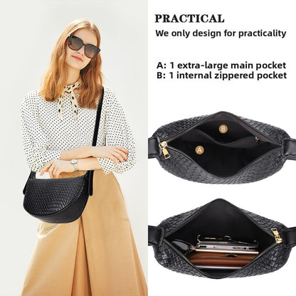 Textured Woven Quilted Shoulder Bag