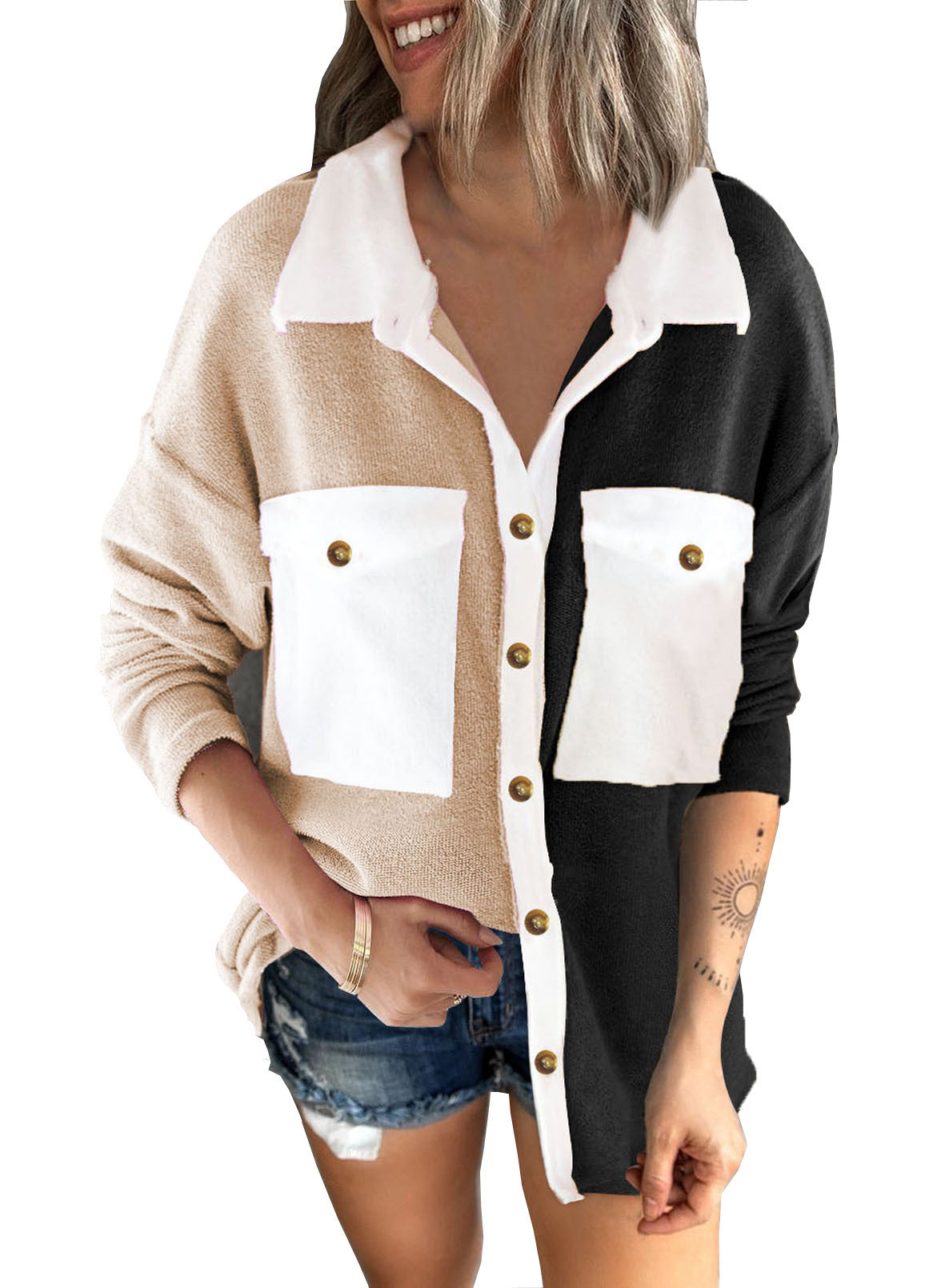 Contrasterend overhemd voor dames