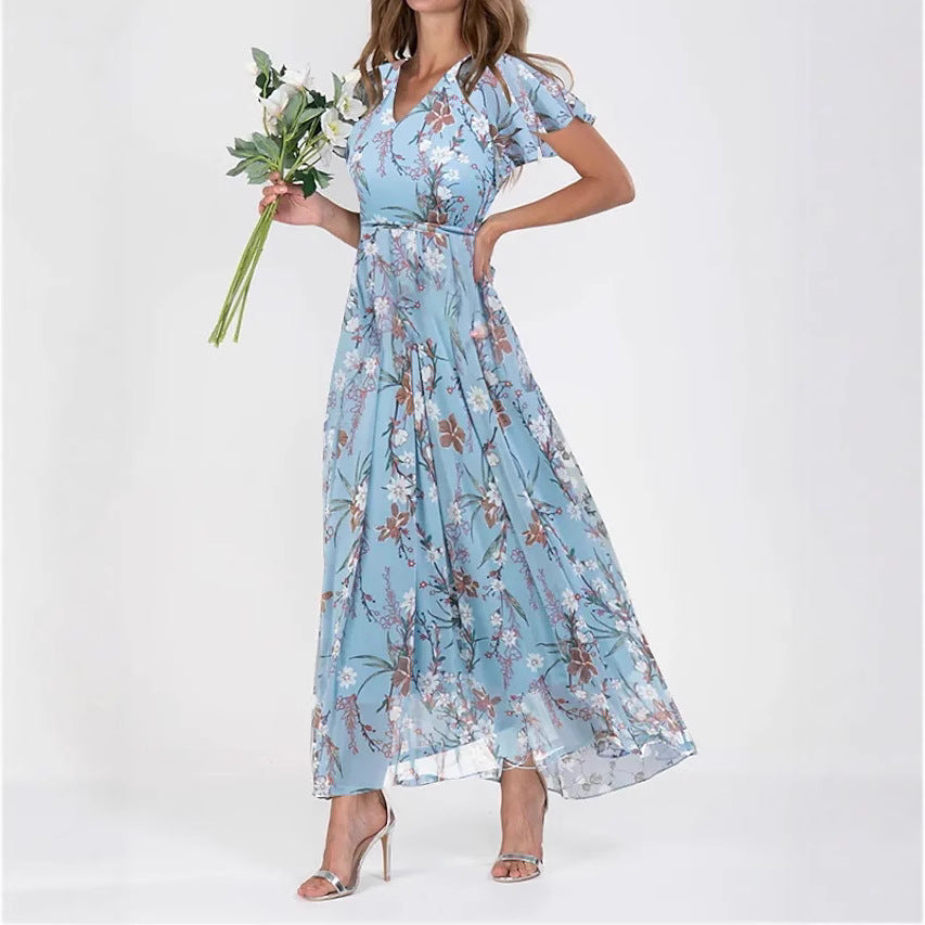 Chiffon Floral Ruffle Dress