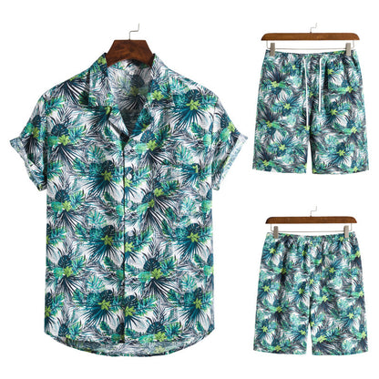 Hawaiian Series Strand Stijl Korte Mouw Shirt Strandbroek Tweedelig Set