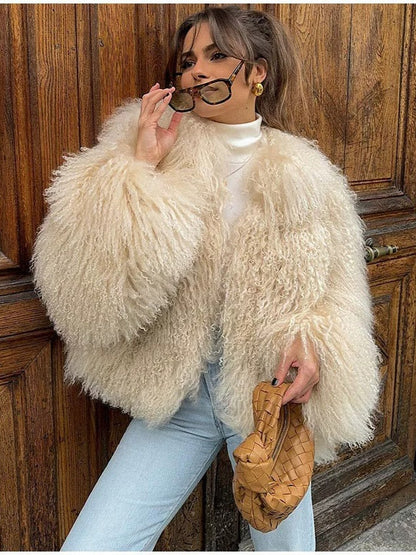 Women's short teddy fur coat