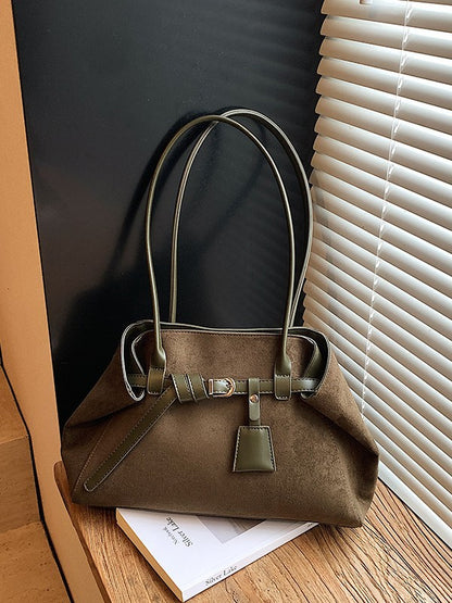 French Style Matte Baguette Shoulder Bag