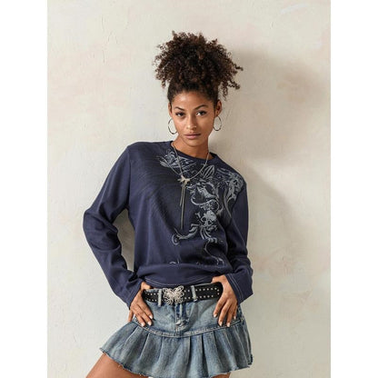 Printed long-sleeved T-shirt