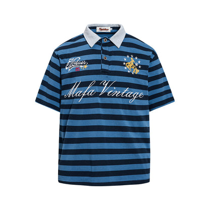 Gestreepte poloshirt met letterprint en korte mouwen