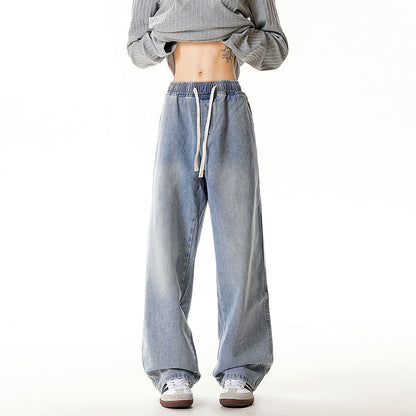 Vintage gewassen herenjeans met rechte pijpen
