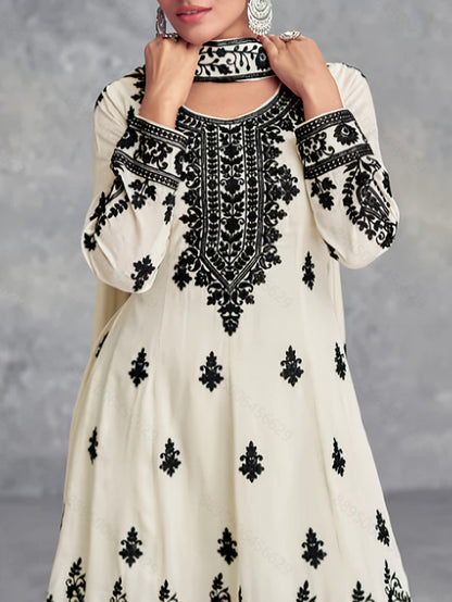 Ethnic Print Casual Suit with Belt