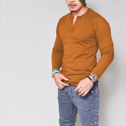 Heren T-shirt met ronde hals en lange mouwen