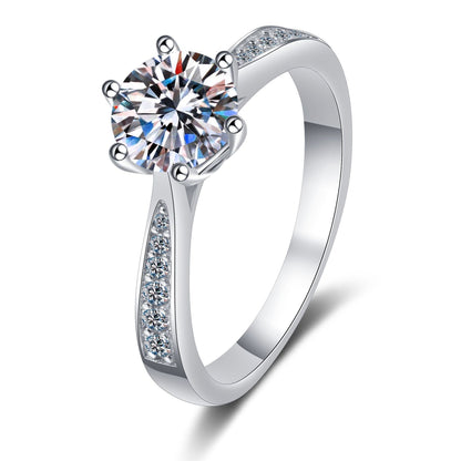 Classic Moissanite Sterling Silver Women's Ring