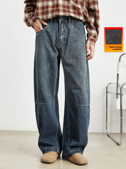 Mens American Retro Wide Leg Jeans