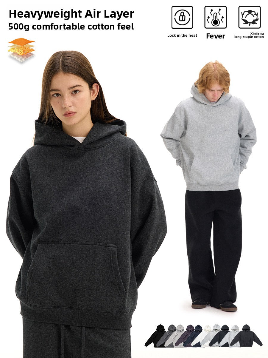 Thick-fabric hooded sweatshirt