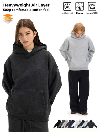 Thick-fabric hooded sweatshirt