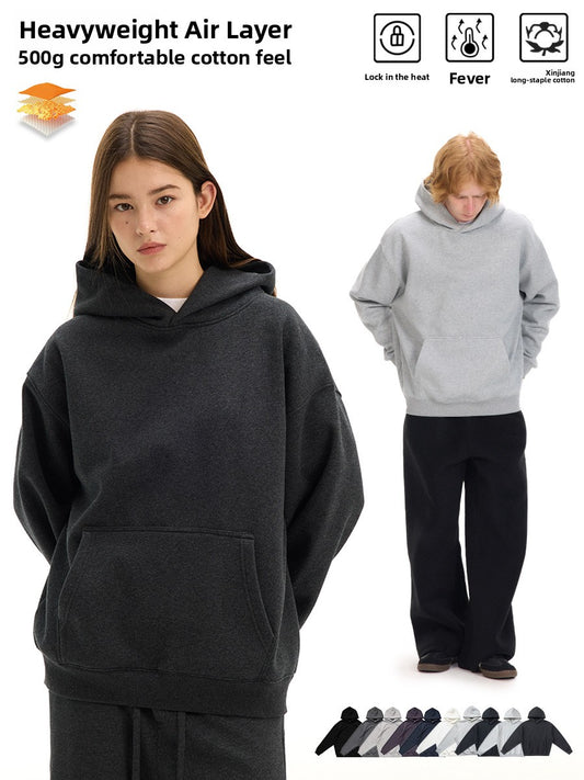 Thick-fabric hooded sweatshirt