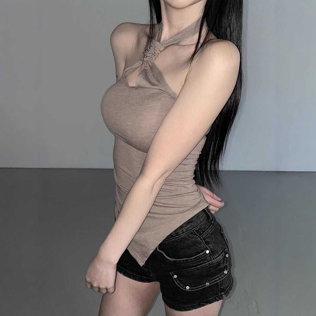 Street Style Irregular Strapless Tank Top for Women Versatile Back Top