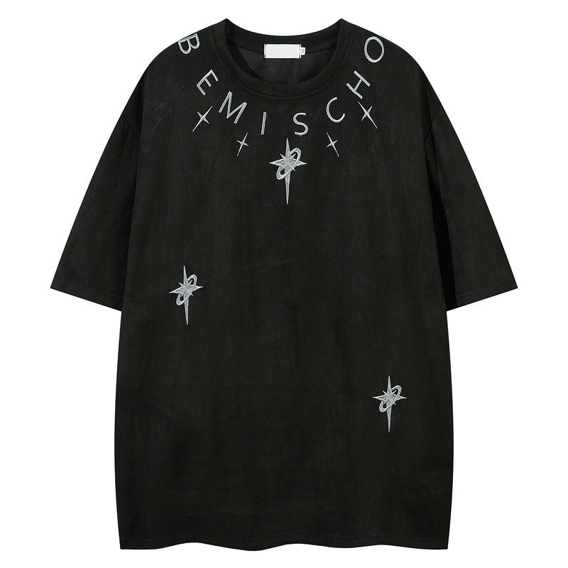 Men's Short Sleeve T-Shirt with Letter and Star for Summer