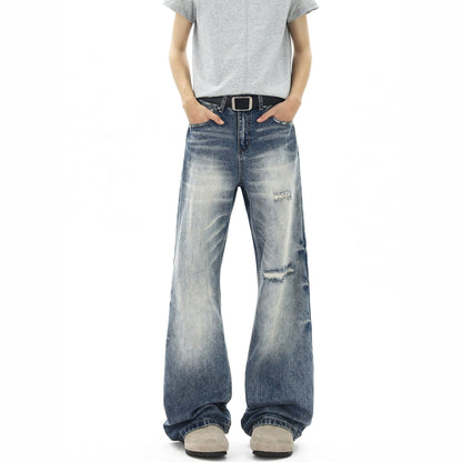Street Style Washed Distressed Denim Pants