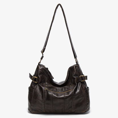 Lady's water-resistant soft leather shoulder bag