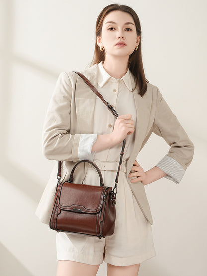 Cowhide Leather Crossbody Handbag
