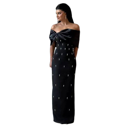 Women Elegant Off Shoulder Rhinestone Bandage Party Dress