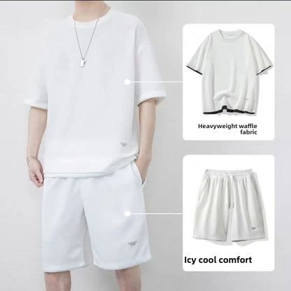Mens Summer Waffle Short Sleeve Set