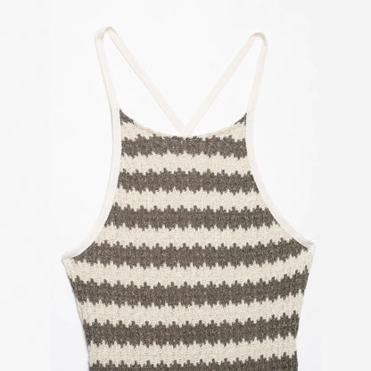 Striped Knitted Strap Dress