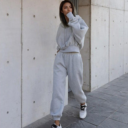 Women's Casual Sweatshirt Jacket and Pants Set