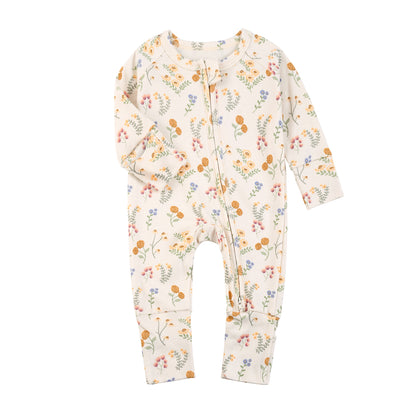 Baby Double Zipper Romper with Convertible Hand Foot Covers