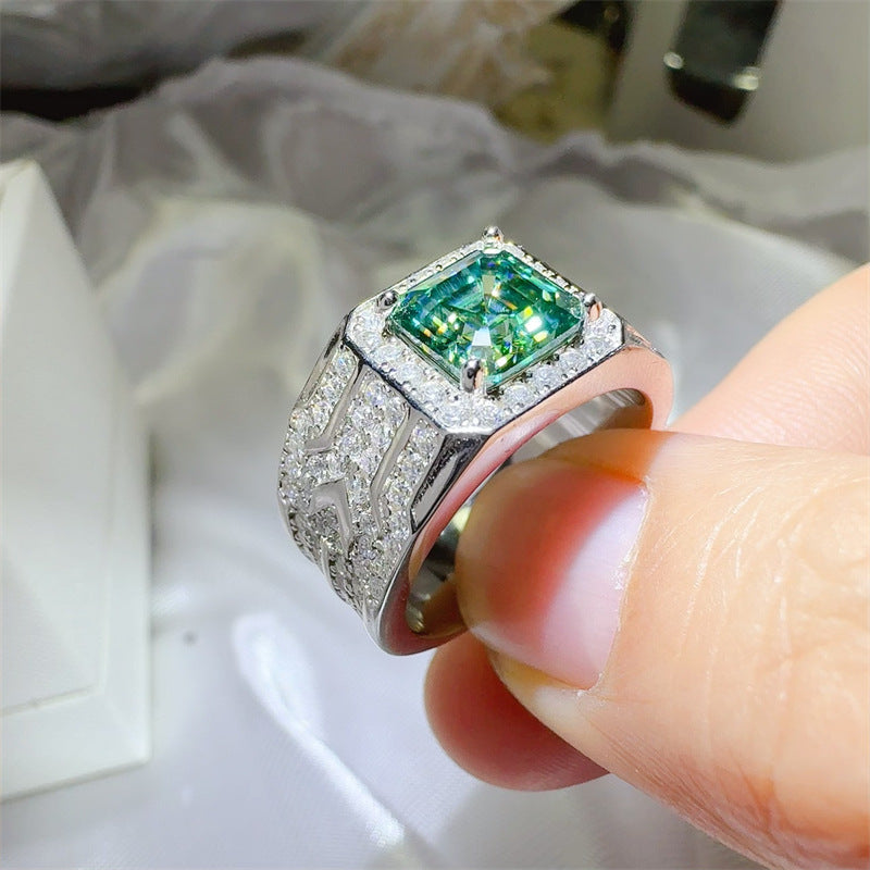 Moissanite zilveren herenring