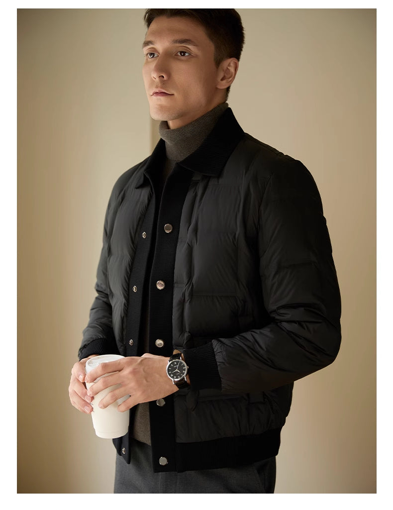 Heren High-end Casual Patchwork Korte Pufferjas