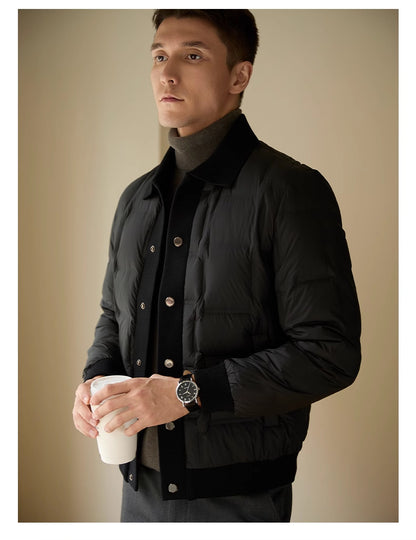 Heren High-end Casual Patchwork Korte Pufferjas