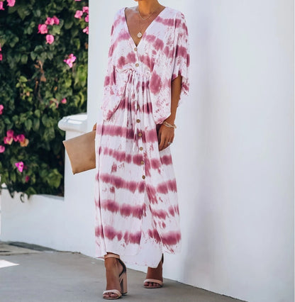 Tie-dye cardigan maxi-jurk