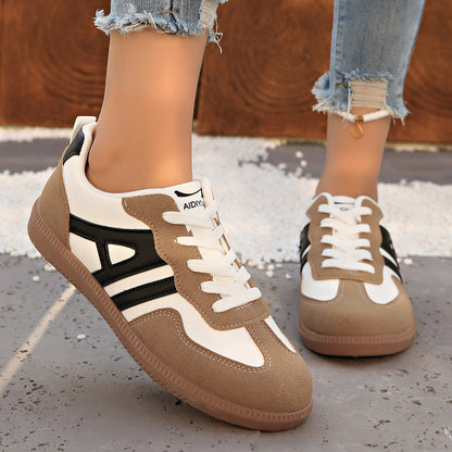 Retro Color Block Lace Up Jogging Shoes