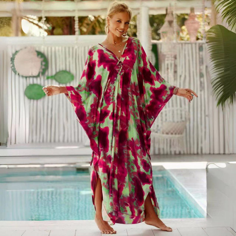 Loose Beach Cover Up Dress with Sun Protection