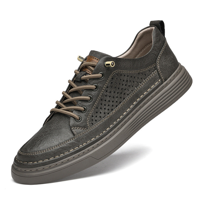 Mens Cowhide Casual Retro Breathable Shoes