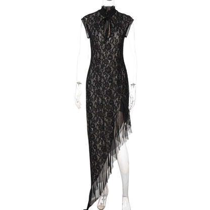 Women's Sexy Mesh See-through Lace Slim Fit Sleeveless Dress