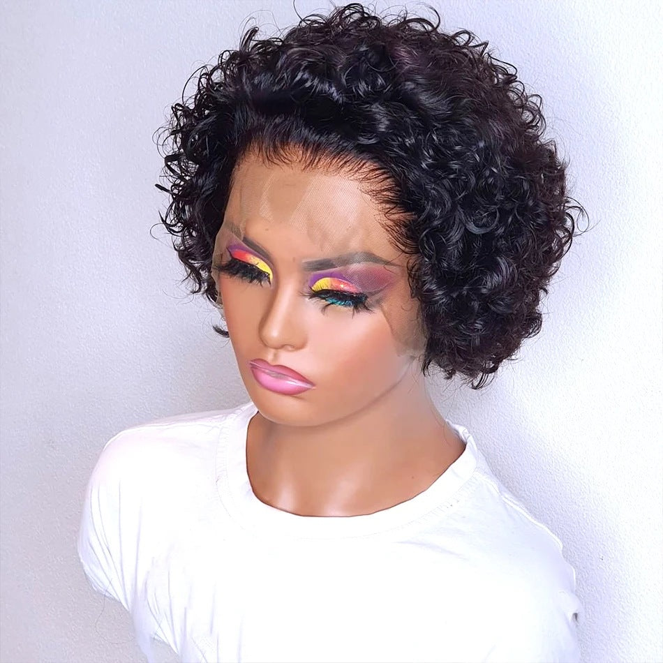 Korte pixie-stijl lace wig gemaakt van echt mensenhaar
