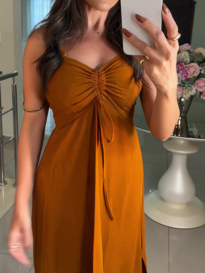 Set van tuniek met jarretels geplooide split en elastische tailleshorts