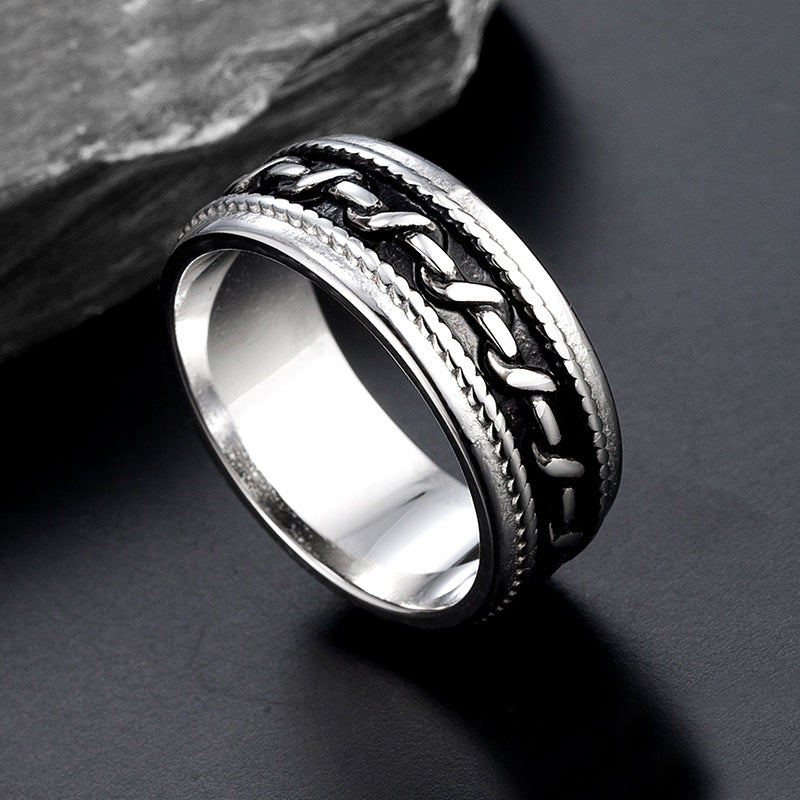 Retro Men's Titanium Steel Rotating Ring