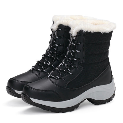 Womens Fleece-Lined High-Top Winter Snow Boots Outdoor Hiking Shoes