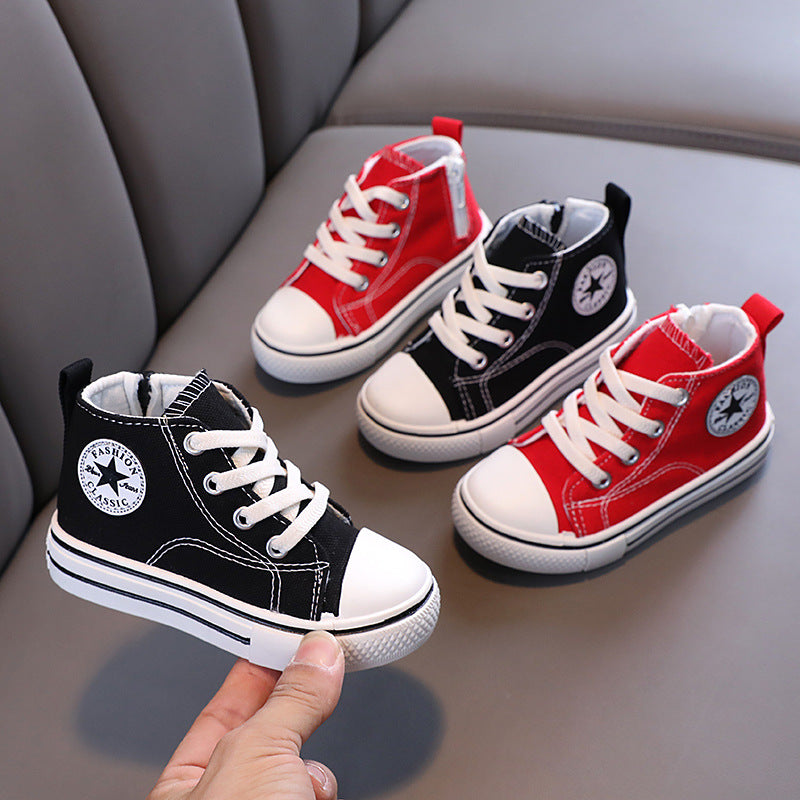 Children Canvas Casual Shoes with Side Zipper