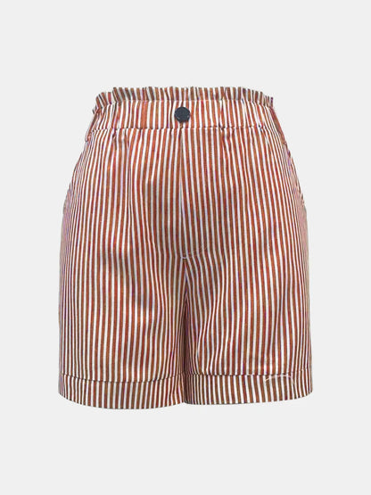 Shorts met hoge taille zakken en strepen