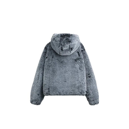 Amerikaanse korte jacket van imitatiebont met capuchon