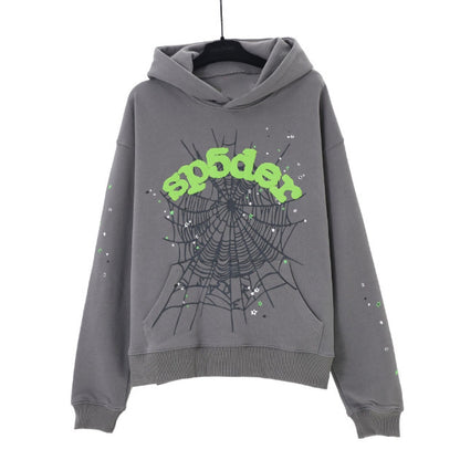 Style Hooded Sweatshirt with Pattern, Unisex Hip Hop Sports Shirt, Casual Spider Web Loose Harajuku Pullover