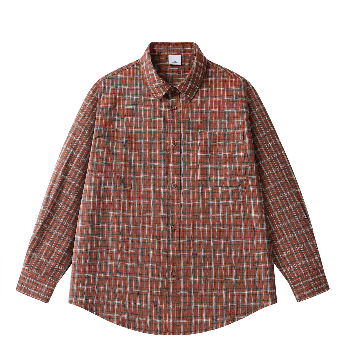 Wide-cut washed check shirt