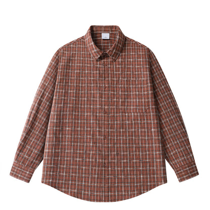Wide-cut washed check shirt